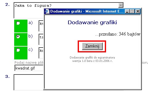 Rezultat przesyania pliku